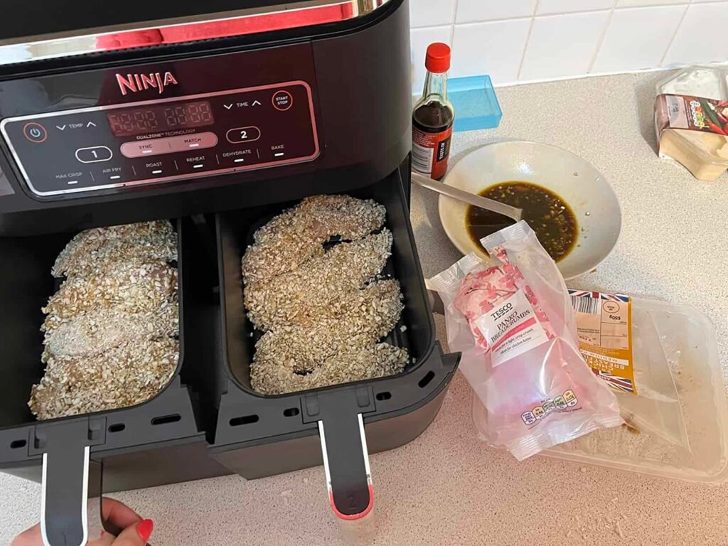 view of our own purchase testing ninja foodi max dual zone 9.5l air fryer (af400uk) for family of 4 uk unboxing package arrival several weeks to months