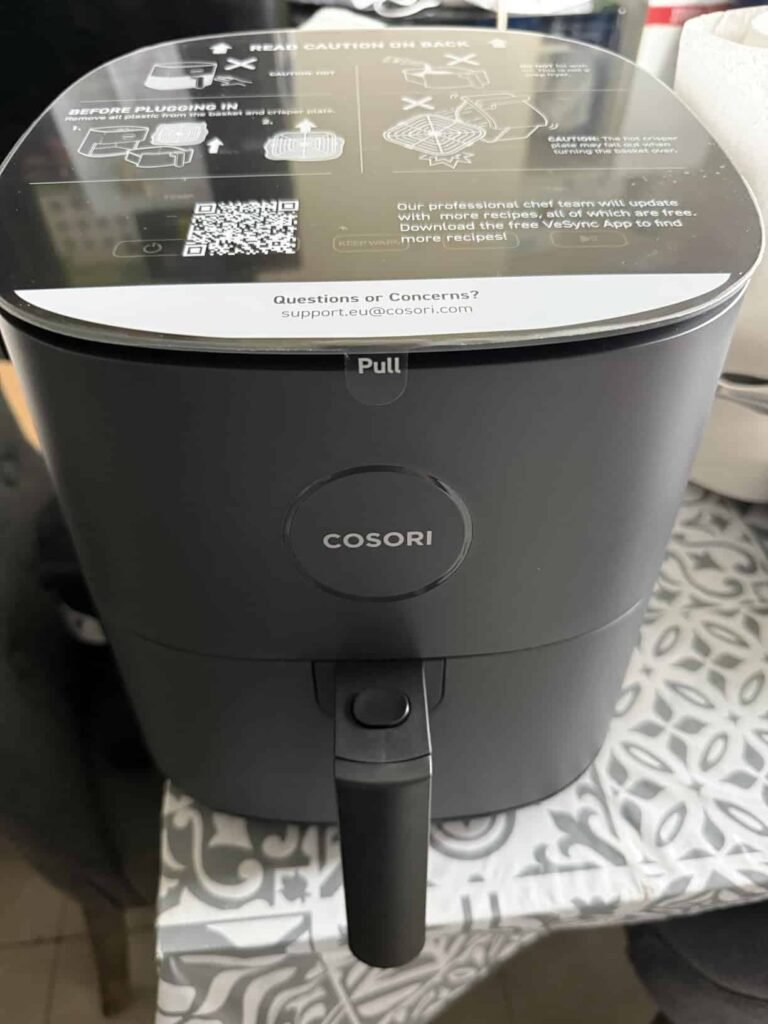 view of our own purchase testing cosori 5.5l air fryer unboxing package arrival several weeks to months