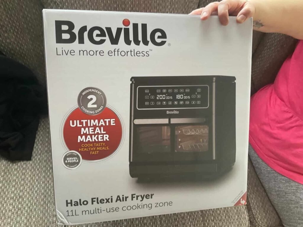 view of our own purchase testing breville halo flexi air fryer for large family uk unboxing package arrival several weeks to months