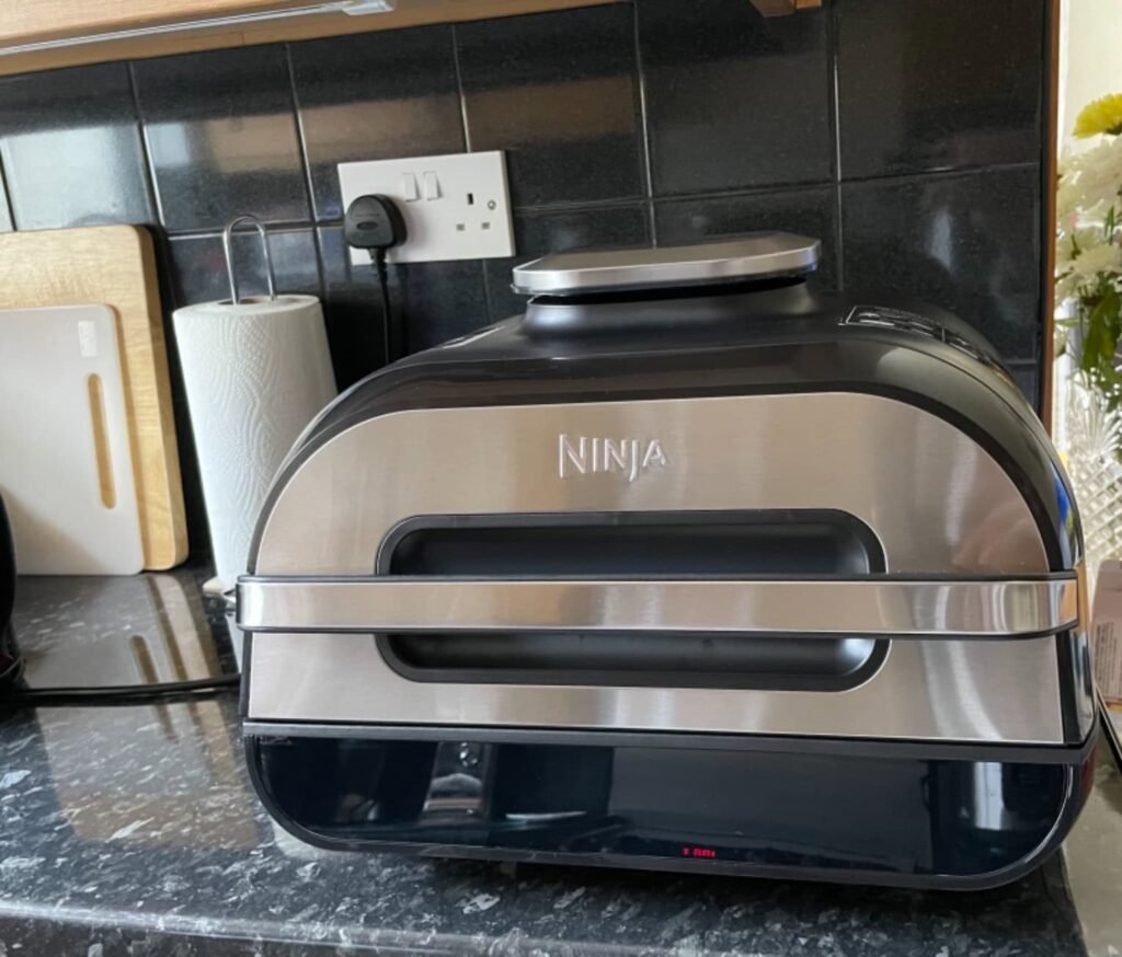 view of our own purchase testing ninja foodi max health grill & air fryer ag551uk unboxing package arrival several weeks to months